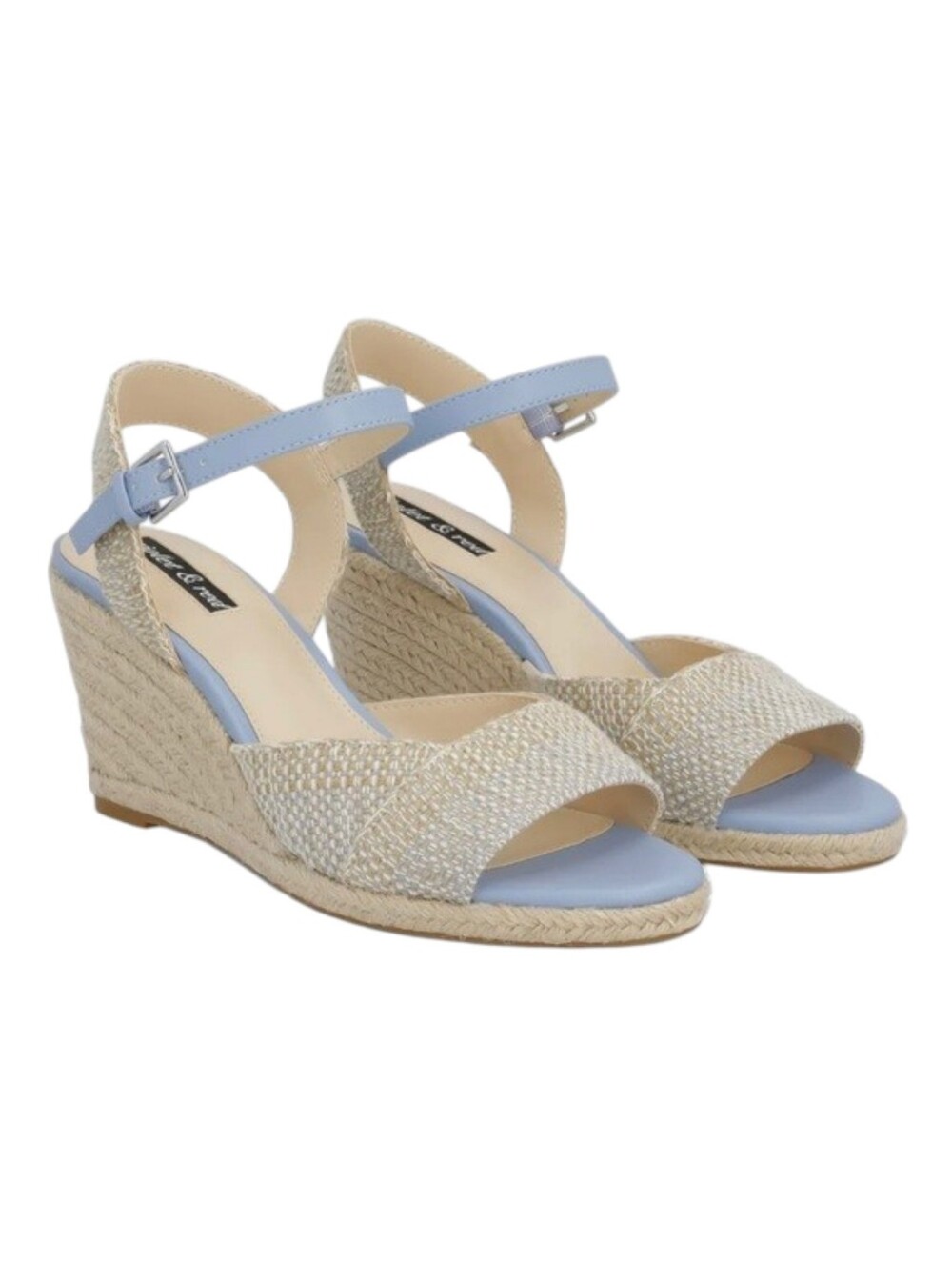 Micah Jute Wrapped Wedge Heels from Violet & Red - Beige & Light Blue - Size 8.5
